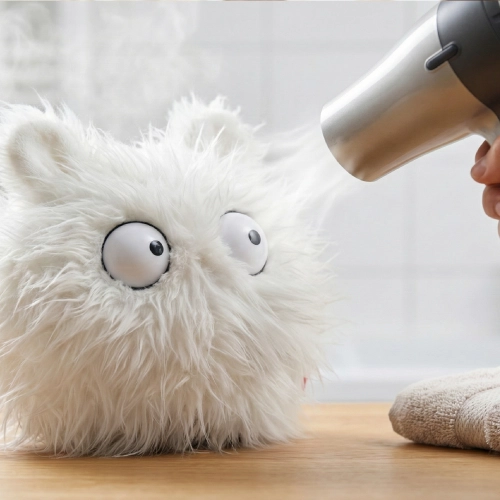 un crodoux face à un seche cheveux